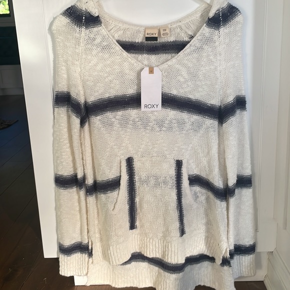 Roxy Airport Vibes Stripe Hoodie Sweater NWT XS - Picture 2 of 5